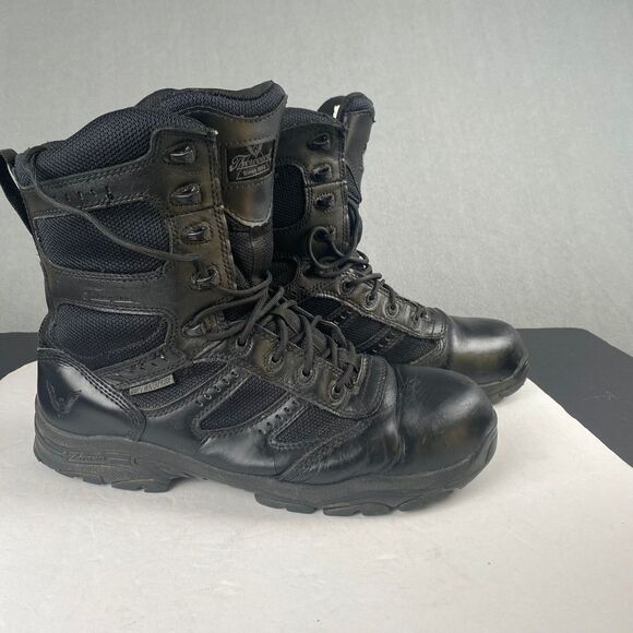 Thorogood BBP Waterproof Side-Zip Men\'s size 11 M Black Leather Tactical Boots